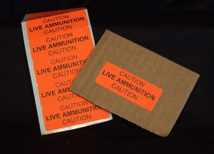 Weapons Label, Live Ammunition, 1"x2 5/8"