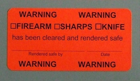 Weapons Label, Warning, Firearm/Sharps/Knife, 2