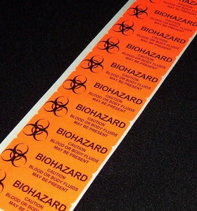 Biohazard Labels, 1"x2 5/8"