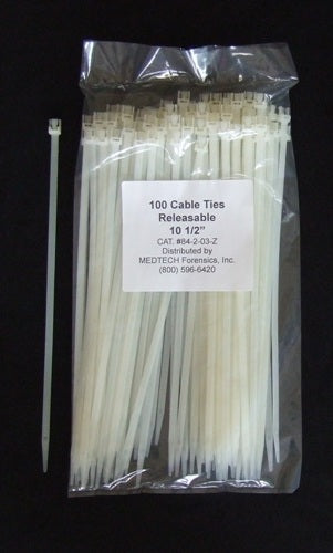 Cable Ties, Releasable, 10.5”, Clear, pack