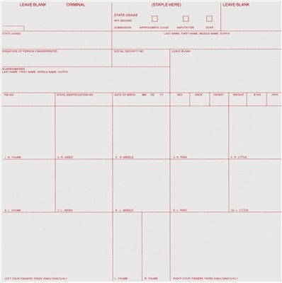 Criminal Record Cards, Set of 100 – medtechforensics