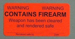 Weapons Label, Warning, Contains Firearm, 2"x4"